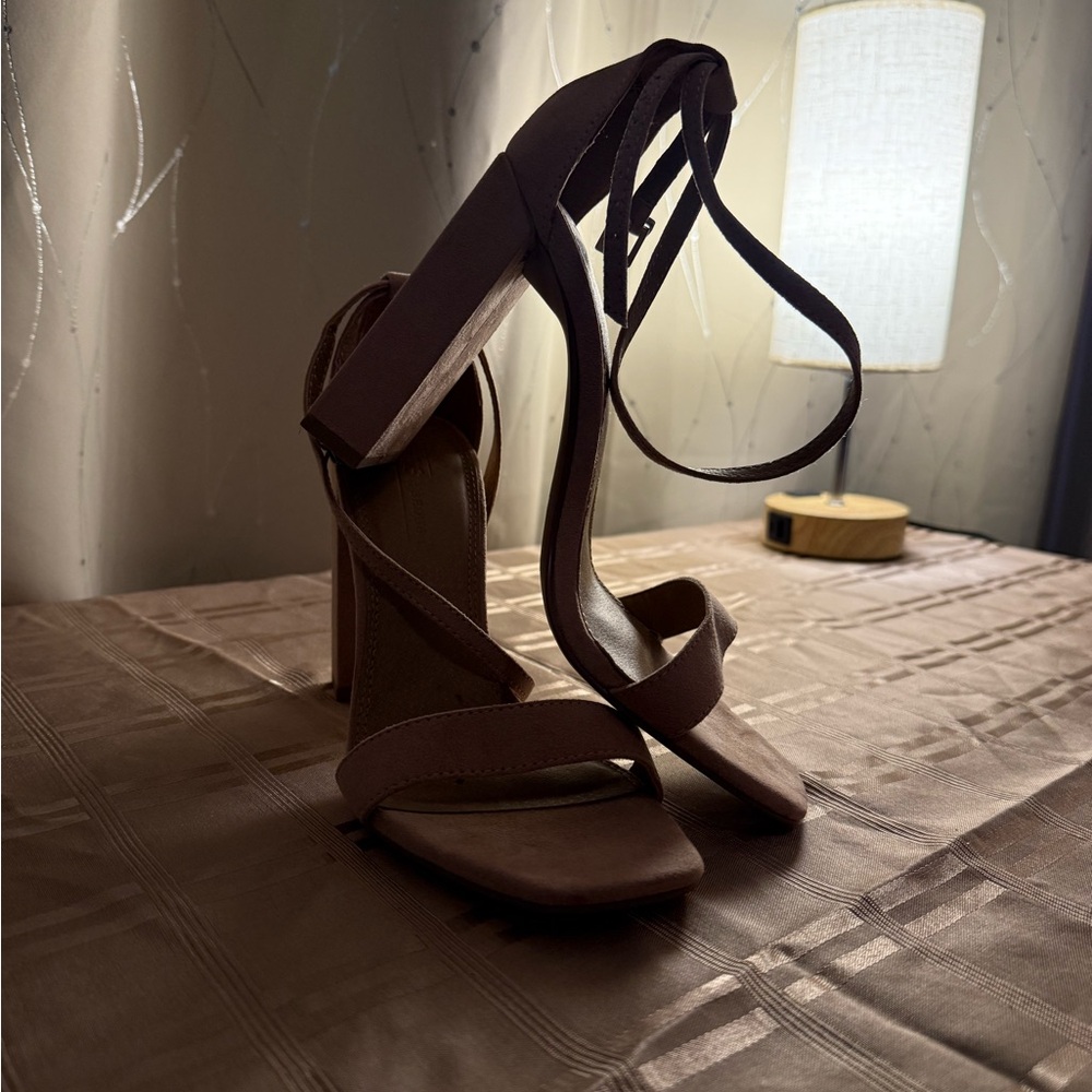 Elegant Pink Strappy Block Heels